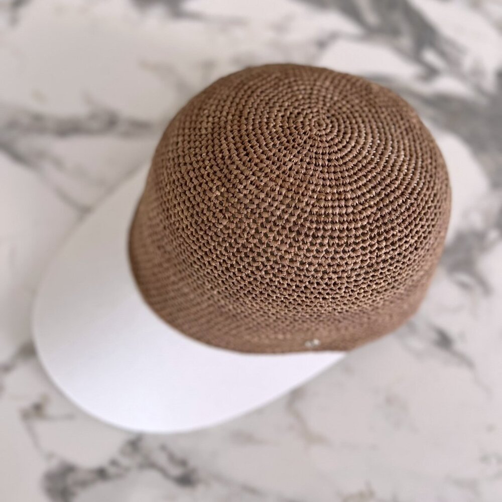 NWT - Helen Kaminski Vivette Raffia Cap - Nougat w/ Off white🤍🧢 - Picture 6 of 9